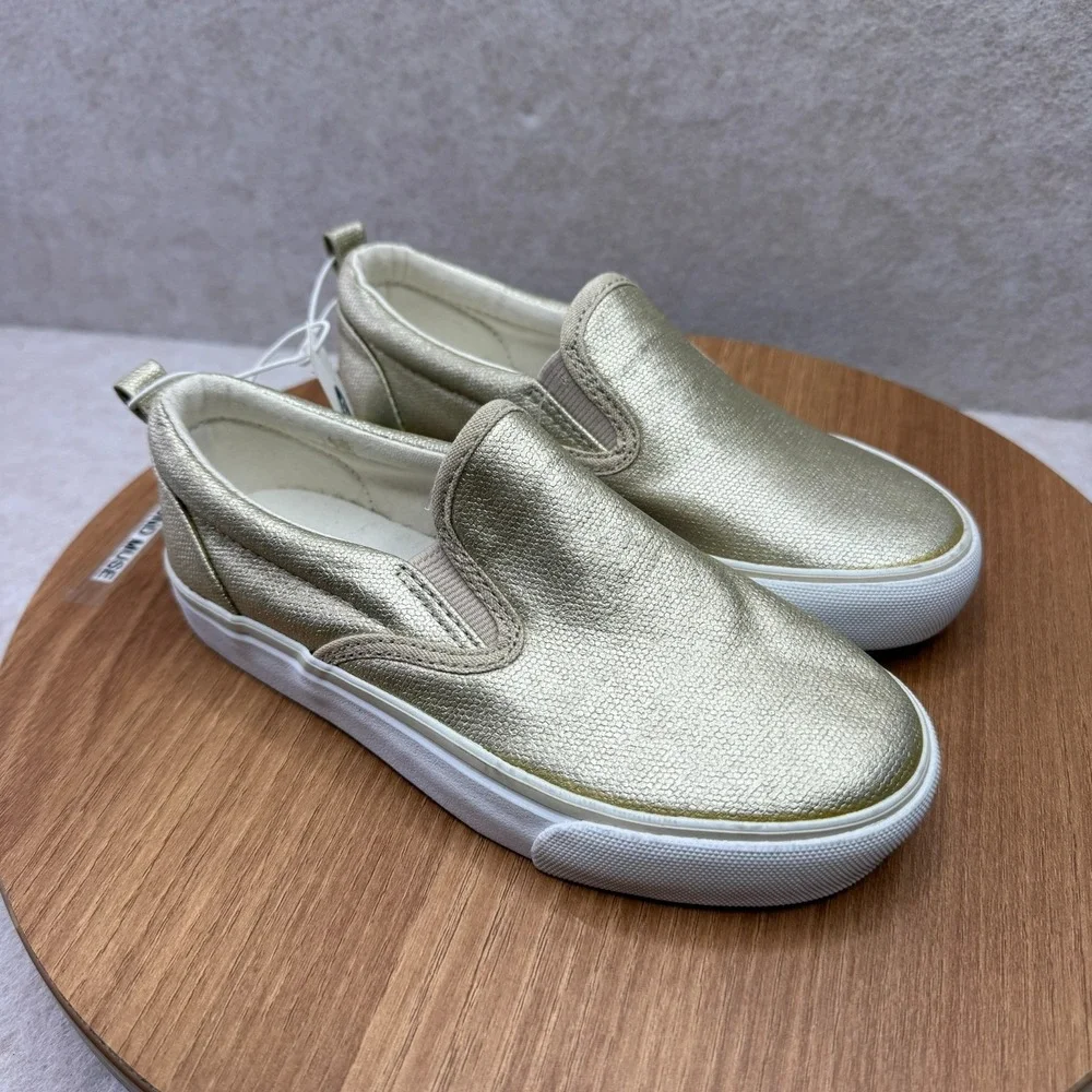 Old Navy Girls Gold Metallic Slip On Sneakers Shoes Size 11 Casual Everyday NWT
